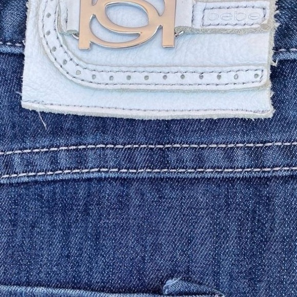 Vintage 90s Bebe Dark Blue Denim Midi Skirt - Picture 8 of 9